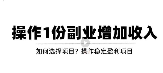 新手如何通过操作副业增加收入，从项目选择到玩法分享！