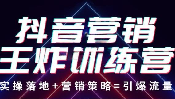 抖音营销王炸训练营，实操落地+营销策略=引爆流量 价值8960元