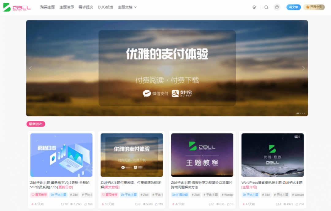 WordPress多功能博客主题ZiBll_V6.2开心版