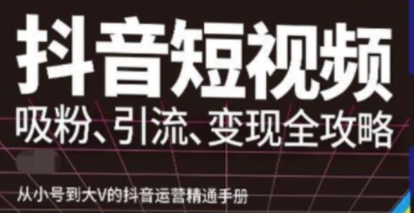 抖音视频号高级实操与理论课程：吸粉、引流、变现全攻略，从小号到大V的抖音运营精通手册