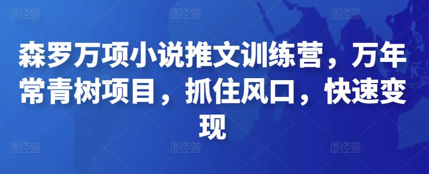 森罗万项小说推文训练营，万年常青树项目，抓住风口，快速变现