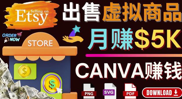 通过Etsy出售Canva模板，操作简单，收益高，月赚5000美元