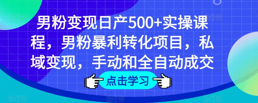 男粉变现日产500+实操课程，tiktok男粉暴利转化项目，私域变现，手动和全自动成交