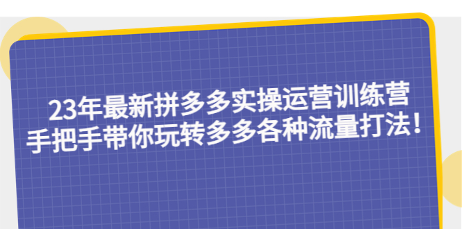 23年最新拼多多实操运营训练营：手把手带你玩转多多各种流量打法