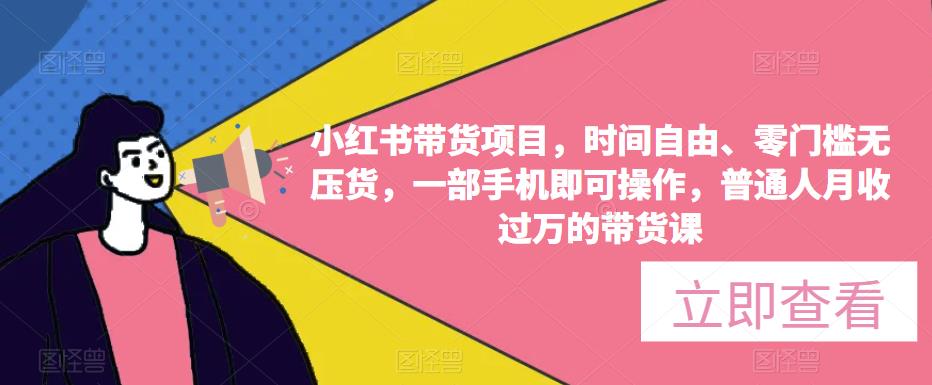 小红书带货项目，时间自由、零门槛无压货，一部手机即可操作，普通人月收过万的带货课