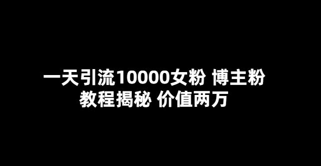 一天引流10000女粉，博主粉教程揭秘（价值两万）