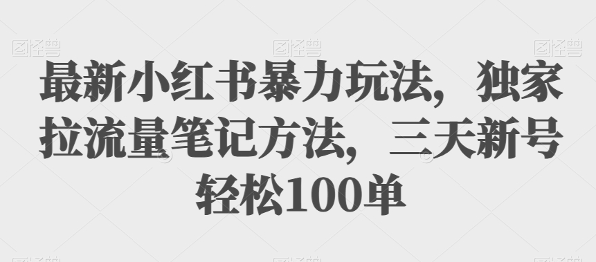 最新小红书暴力玩法，独家拉流量笔记方法，三天新号轻松100单【揭秘】