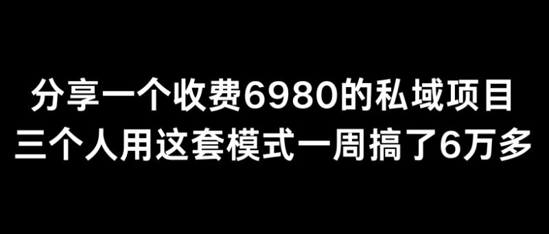 分享一个外面卖6980的私域项目三个人用这套模式一周搞了6万多【揭秘】