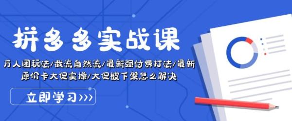 拼多多实战课：万人团玩法/截流自然流/最新强付费打法/最新原价卡大促