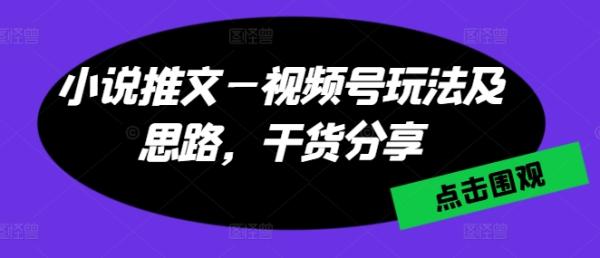 小说推文—视频号玩法及思路，干货分享 微信视频号小说推广