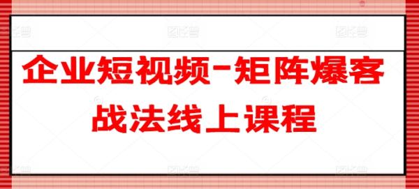 企业短视频-矩阵爆客战法线上课程 爆款矩阵