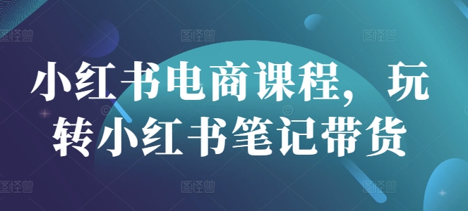 小红书电商课程，玩转小红书笔记带货 小红书开店铺真实现状