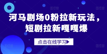 河马剧场0粉拉新玩法，短剧拉新嘎嘎爆 新河马互娱