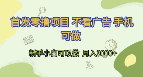 首发零撸项目 不看广告，新手小白可以做 月入3k+【揭秘】