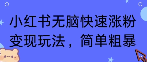 小红书无脑快速涨粉变现玩法，简单粗暴 小红书变现