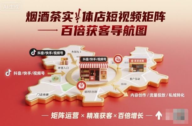 烟酒茶实体店短视频矩阵百倍获客导航图 烟酒门店拓展策略