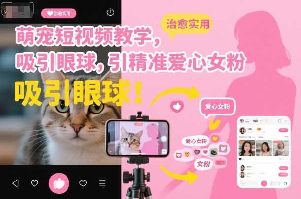 萌宠短视频教学,吸引眼球,引精准爱心女粉