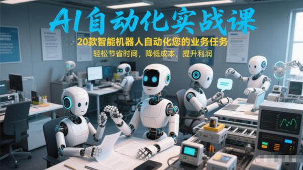 AI自动化实战课：20款智能机器人自动化您的业务任务，轻松节省时间，降低成本，提升利润