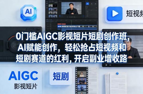0门槛AIGC影视短片短剧创作班,AI赋能创作,轻松抢占短视频和短剧赛道的红利,开启副业增收路