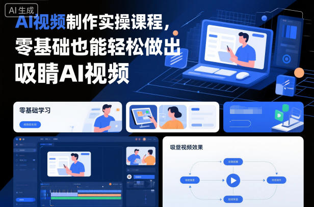 Ai视频制作实操课，解决创意枯竭、效率低下痛点，实现日更量产可持续变现（更新26年3月）