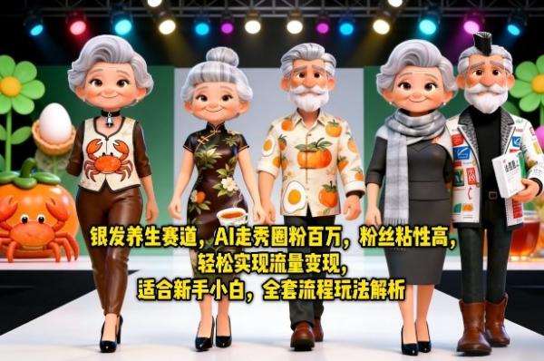 银发养生赛道,AI走秀圈粉百万,粉丝粘性高,轻松实现流量变现,适合新手小白,全套流程玩法解析